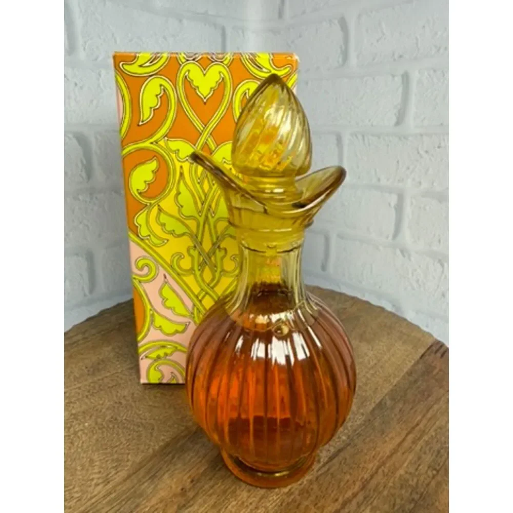 VTG Amber Glass Ribbed Avon Cruet Charisma Foaming Bath Oil 6 fl oz - Picture 3 of 12